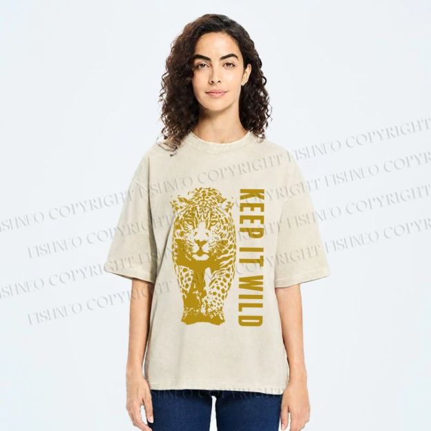 Unisex Keep it Wild Panther Printed Washed Tee