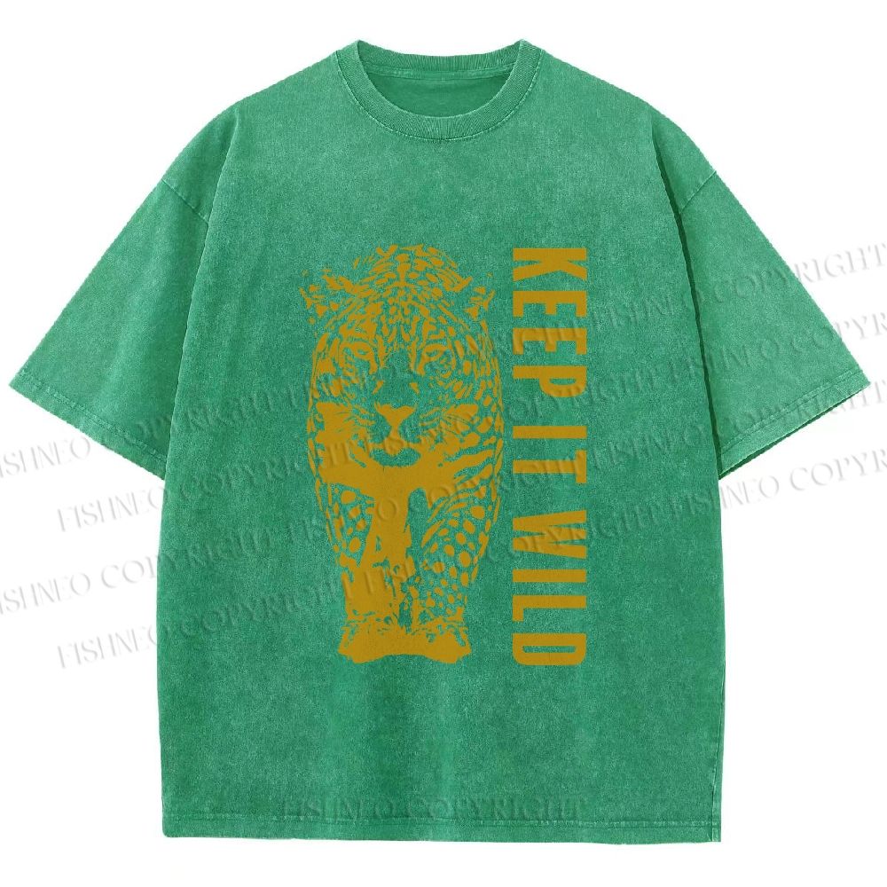 Unisex Keep it Wild Panther Printed Washed Tee