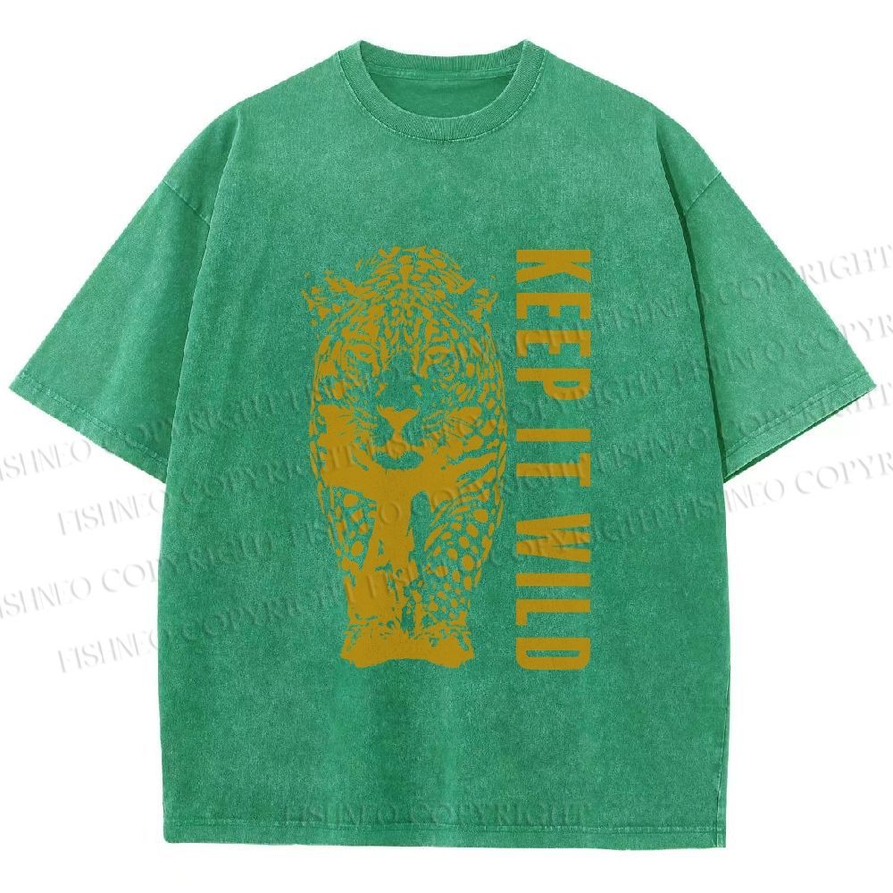 Unisex Keep it Wild Panther Printed Washed Tee