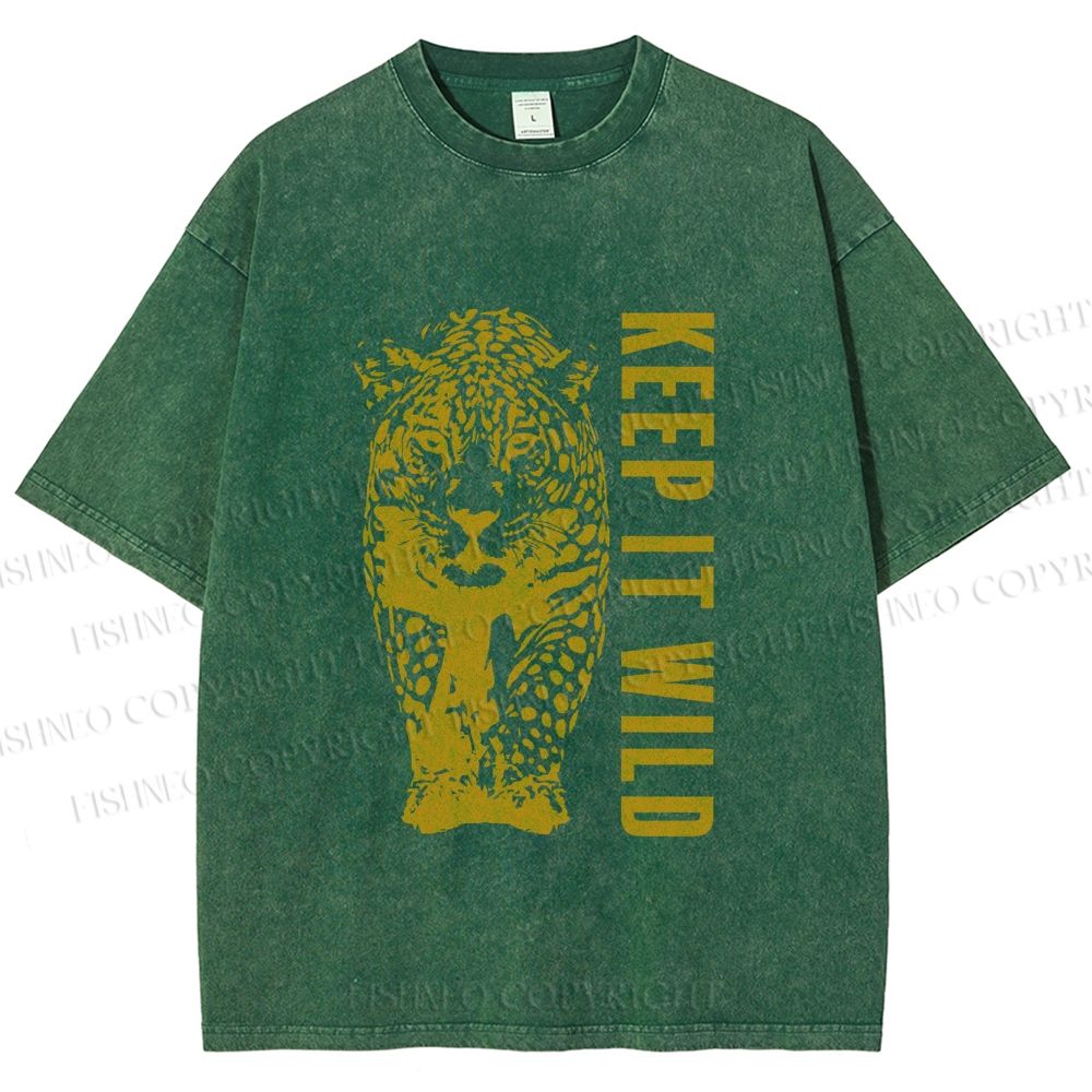 Unisex Keep it Wild Panther Printed Washed Tee