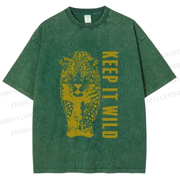 Unisex Keep it Wild Panther Printed Washed Tee