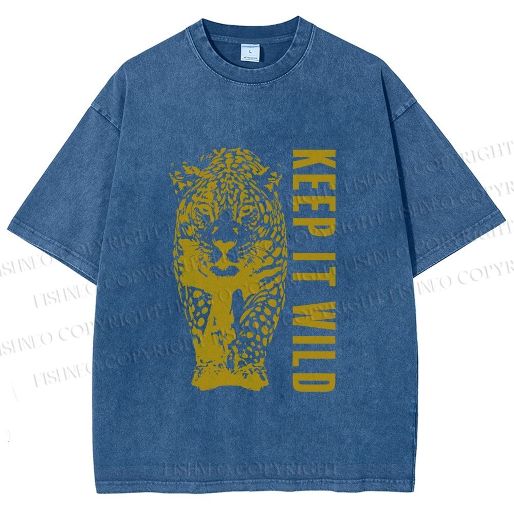 Unisex Keep it Wild Panther Printed Washed Tee