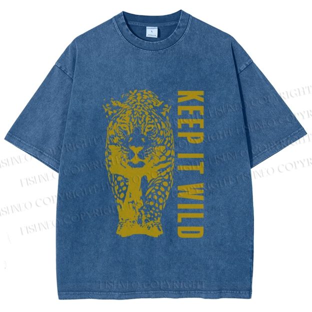 Unisex Keep it Wild Panther Printed Washed Tee