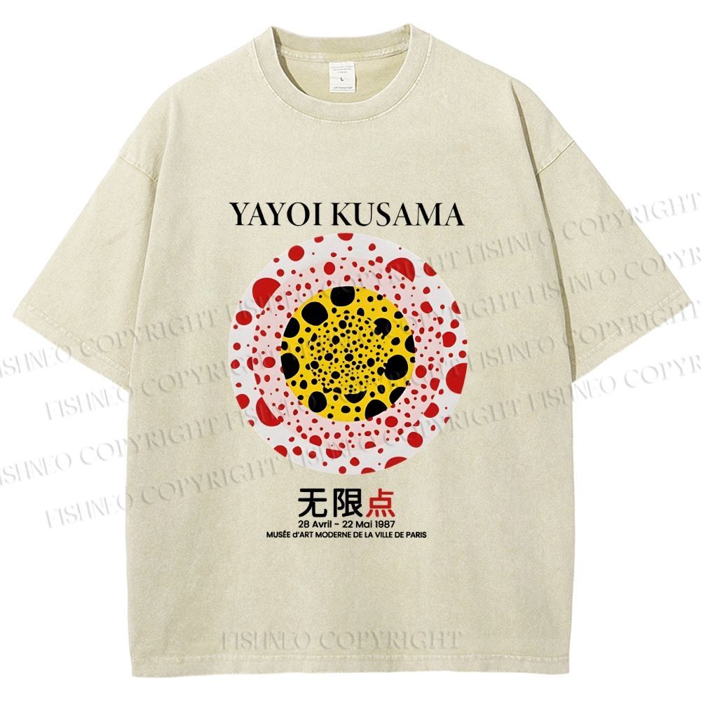 Unisex Yayoi Kusama Dots Printed Washed Tee
