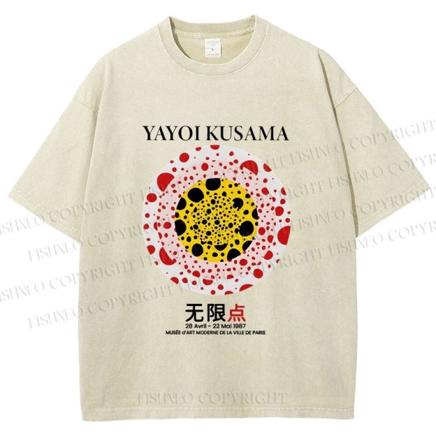 Unisex Yayoi Kusama Dots Printed Washed Tee