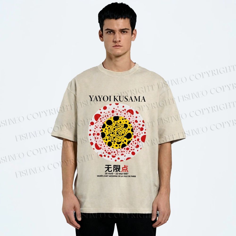 Unisex Yayoi Kusama Dots Printed Washed Tee