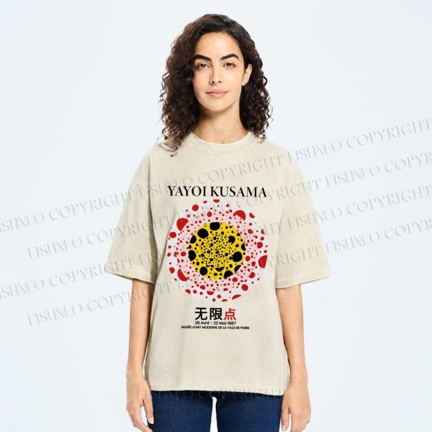Unisex Yayoi Kusama Dots Printed Washed Tee