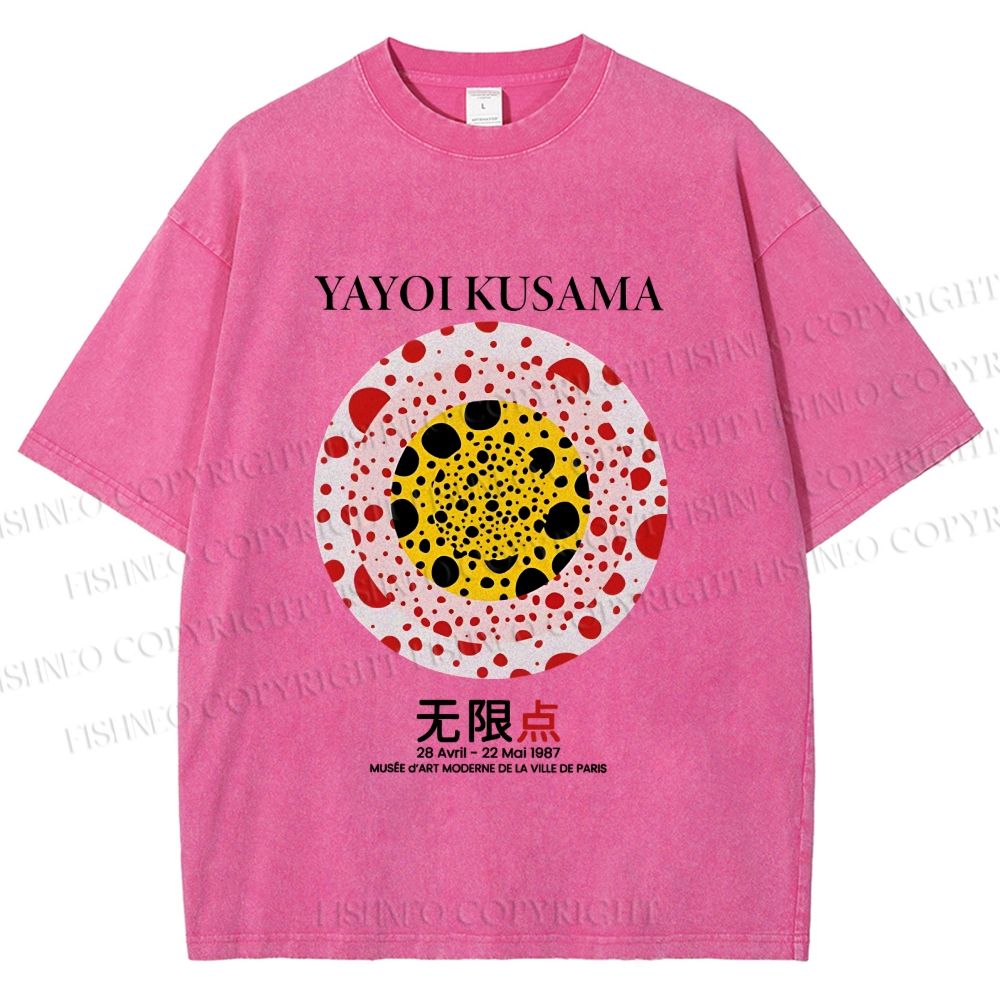 Unisex Yayoi Kusama Dots Printed Washed Tee