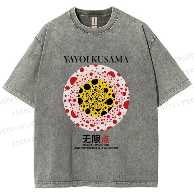 Unisex Yayoi Kusama Dots Printed Washed Tee
