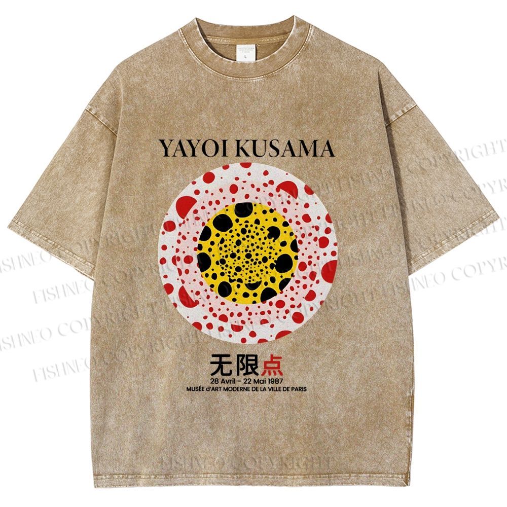Unisex Yayoi Kusama Dots Printed Washed Tee