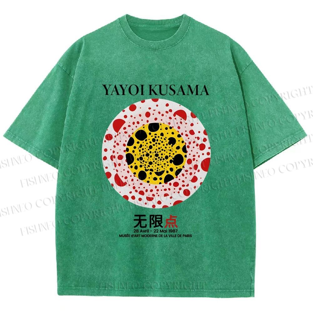 Unisex Yayoi Kusama Dots Printed Washed Tee