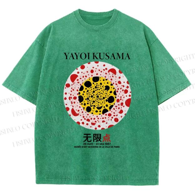 Unisex Yayoi Kusama Dots Printed Washed Tee