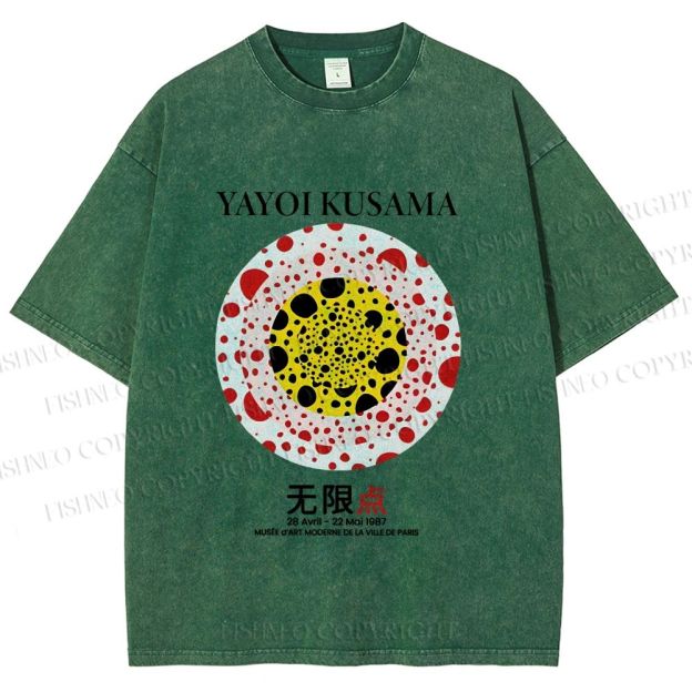 Unisex Yayoi Kusama Dots Printed Washed Tee