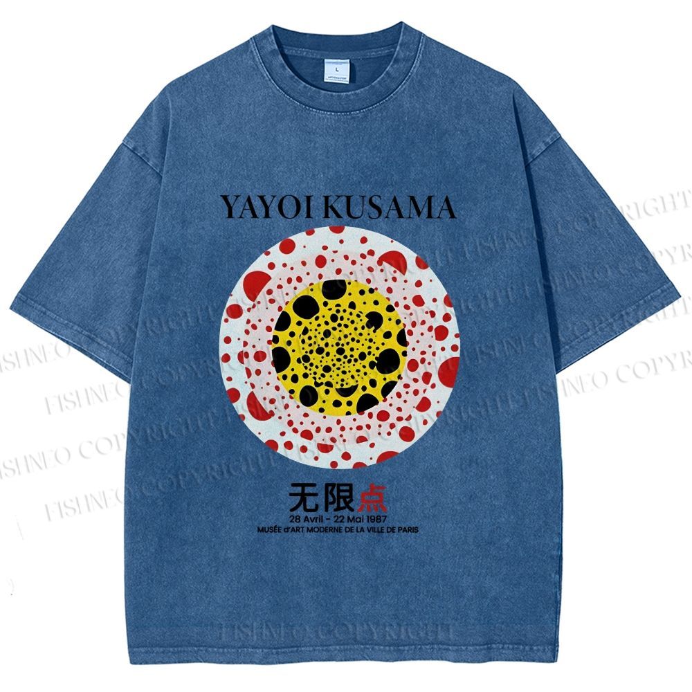 Unisex Yayoi Kusama Dots Printed Washed Tee