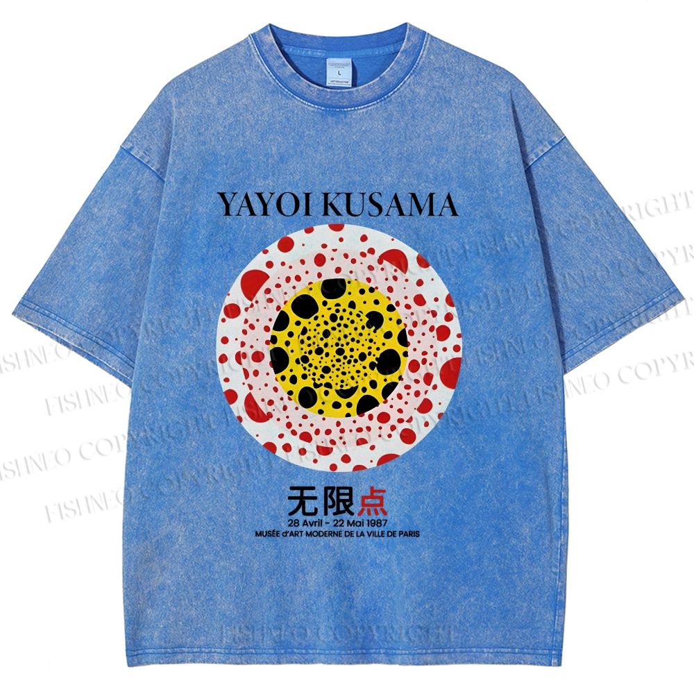 Unisex Yayoi Kusama Dots Printed Washed Tee