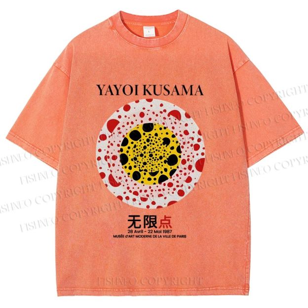 Unisex Yayoi Kusama Dots Printed Washed Tee