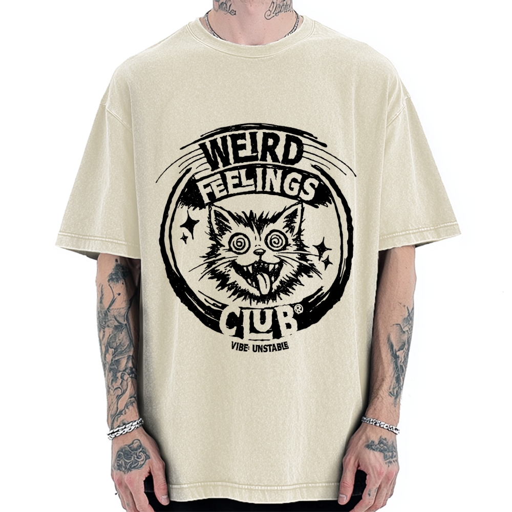 Unisex Weird Feelings Club Printed Washed Tee