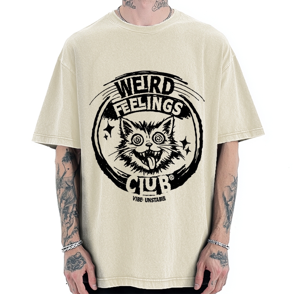 Unisex Weird Feelings Club Printed Washed Tee