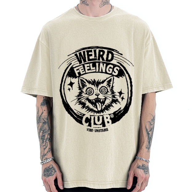 Unisex Weird Feelings Club Printed Washed Tee