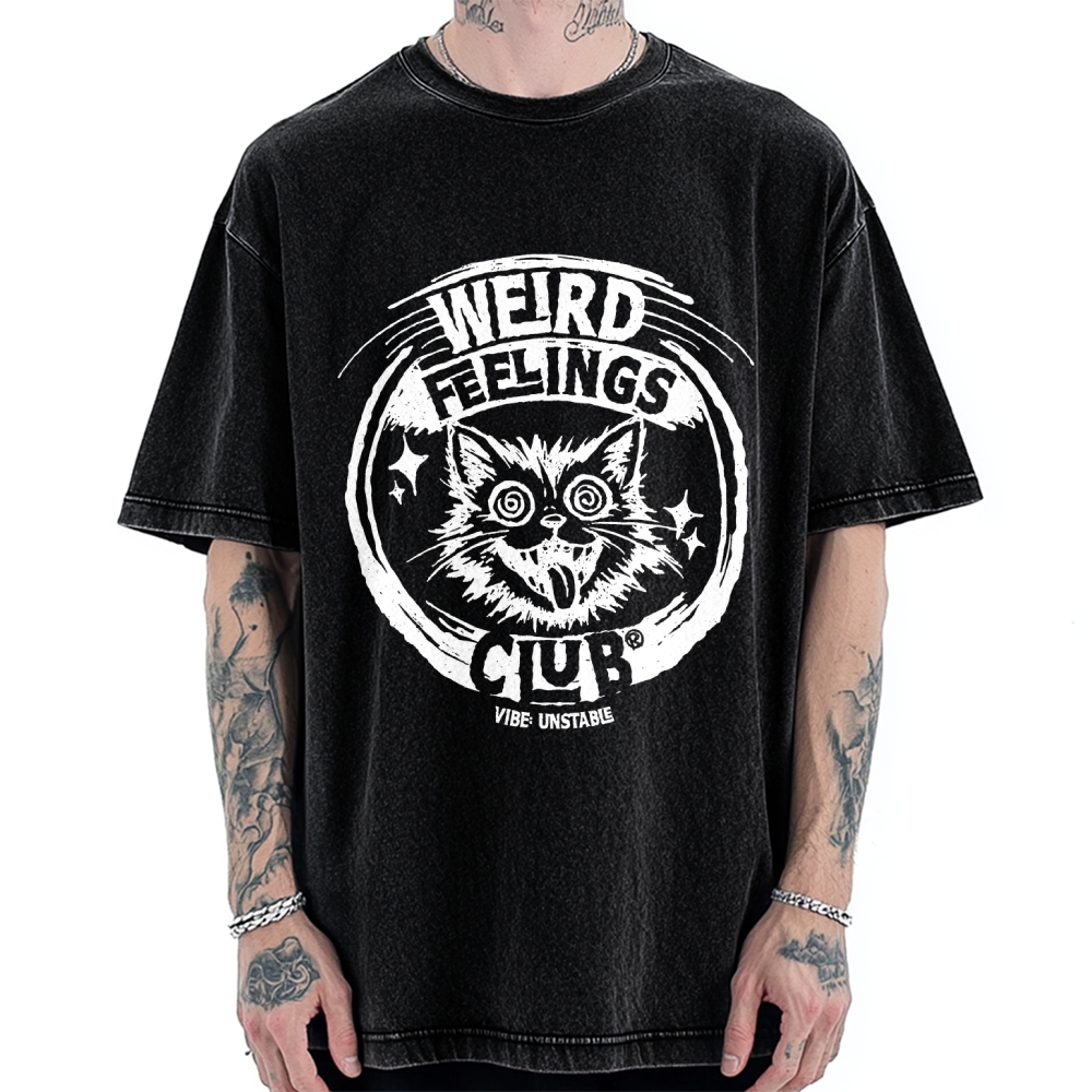 Unisex Weird Feelings Club Printed Washed Tee