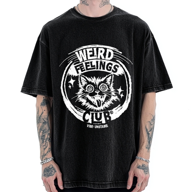 Unisex Weird Feelings Club Printed Washed Tee