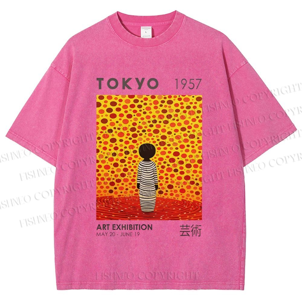 Unisex Yayoi Kusama Tokyo Art Exhibition Printed Washed Tee