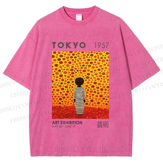 Unisex Yayoi Kusama Tokyo Art Exhibition Printed Washed Tee
