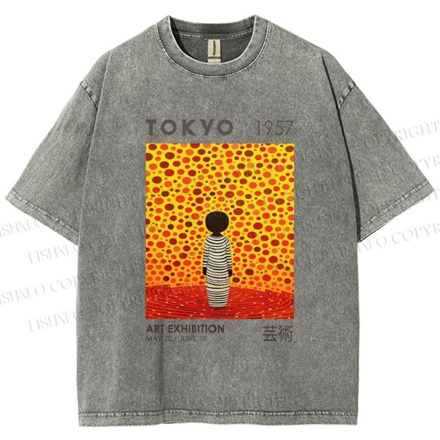 Unisex Yayoi Kusama Tokyo Art Exhibition Printed Washed Tee