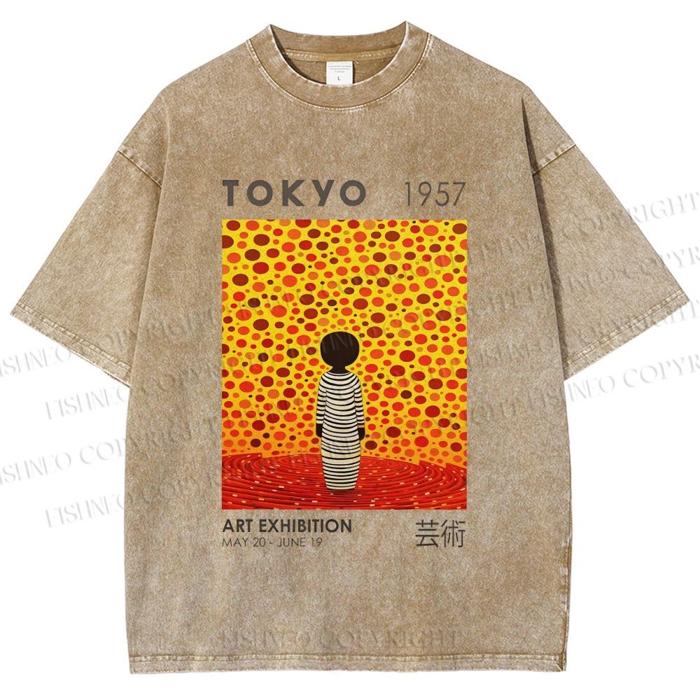 Unisex Yayoi Kusama Tokyo Art Exhibition Printed Washed Tee