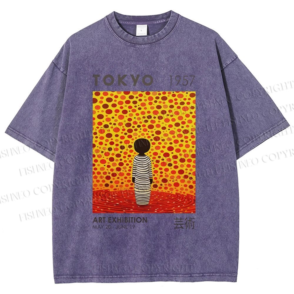 Unisex Yayoi Kusama Tokyo Art Exhibition Printed Washed Tee