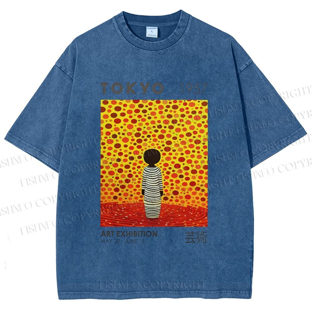 Unisex Yayoi Kusama Tokyo Art Exhibition Printed Washed Tee