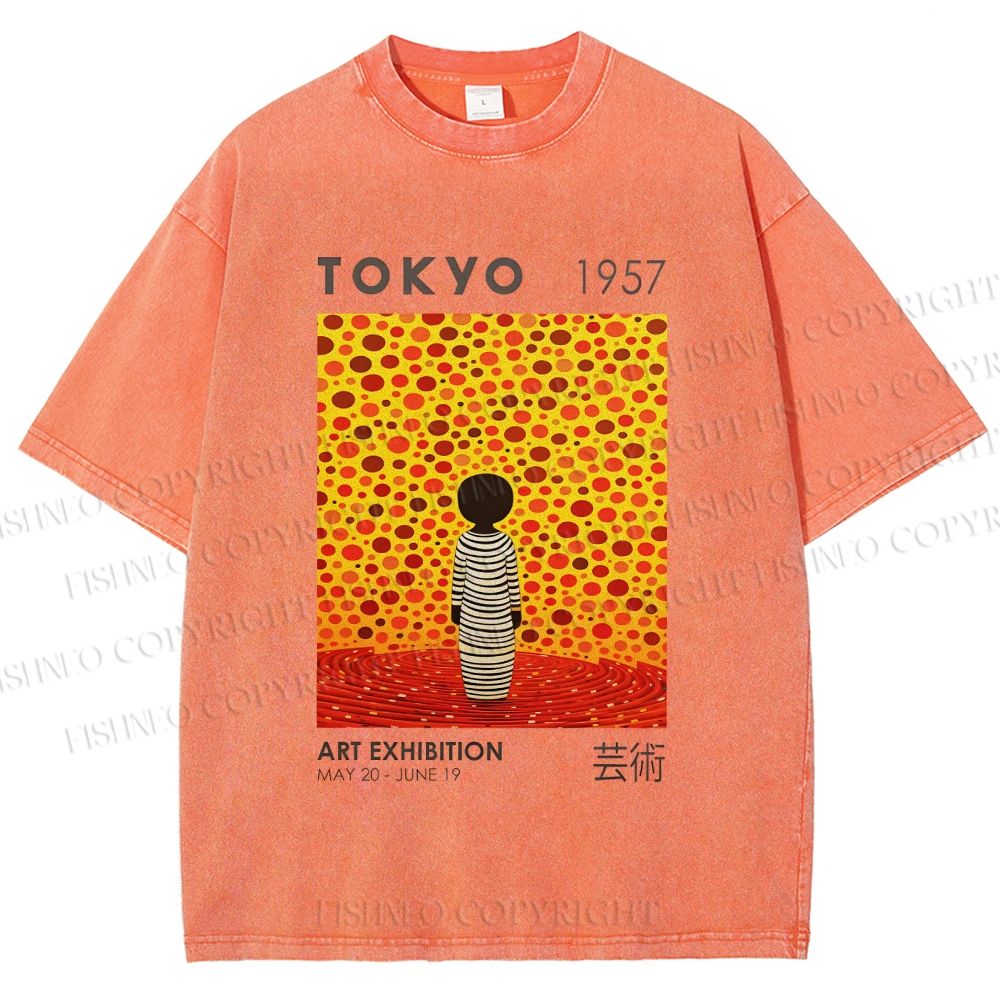 Unisex Yayoi Kusama Tokyo Art Exhibition Printed Washed Tee