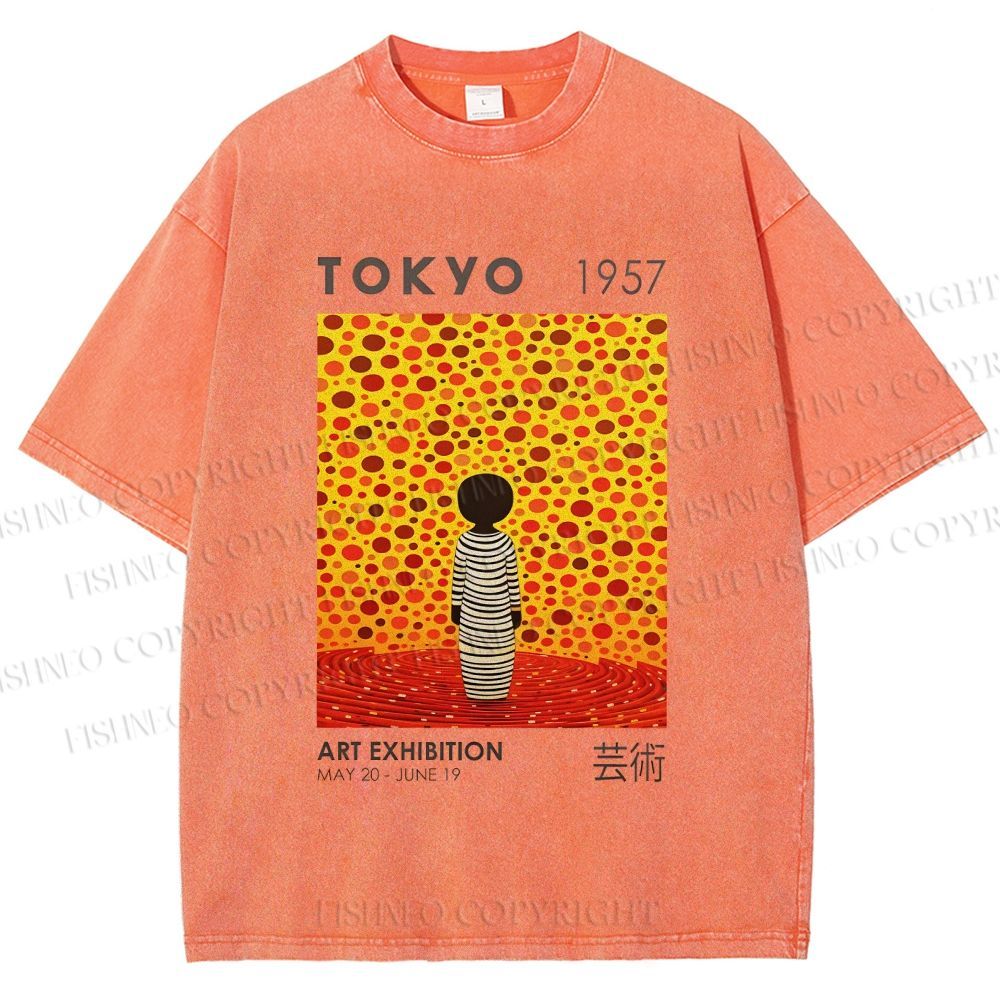 Unisex Yayoi Kusama Tokyo Art Exhibition Printed Washed Tee