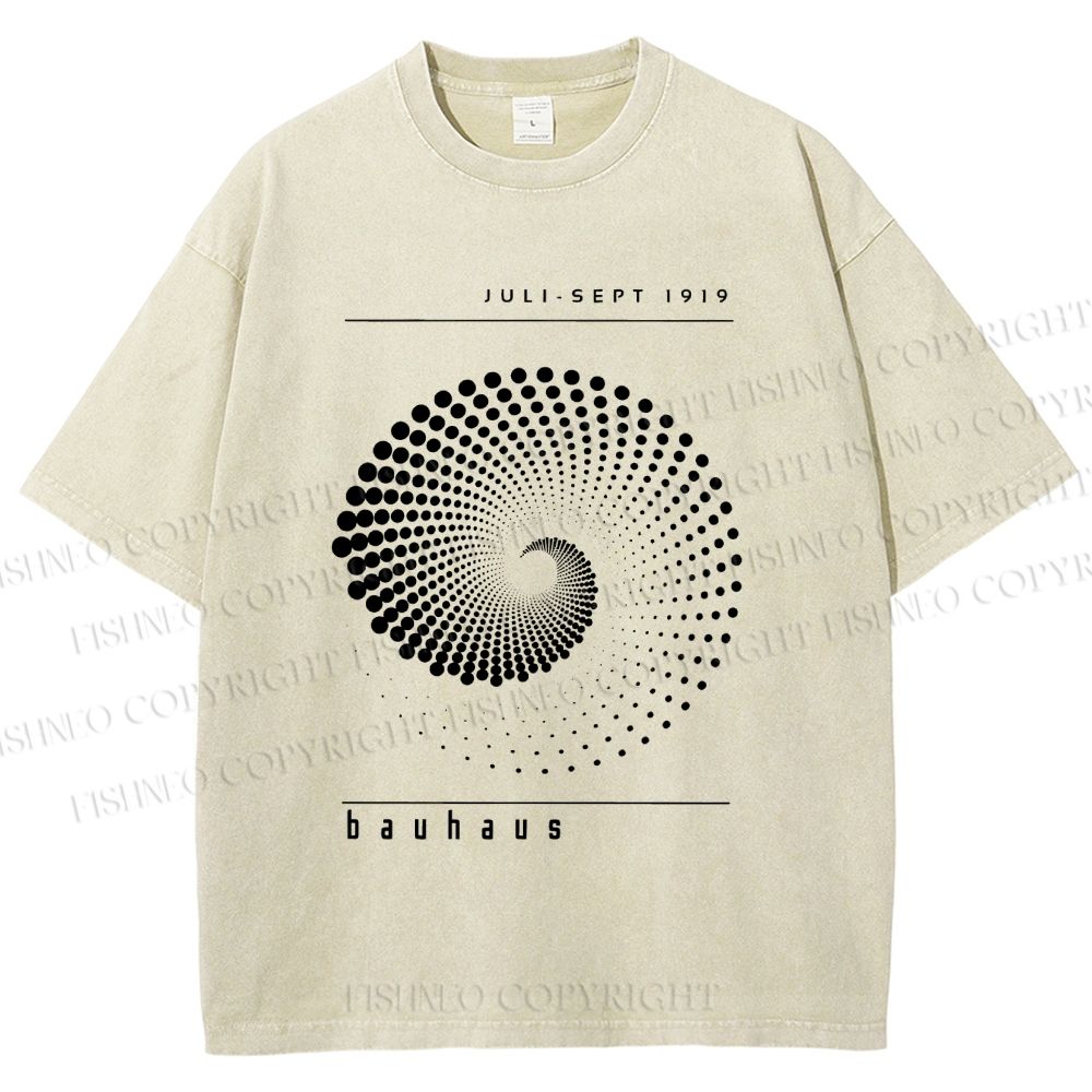 Unisex Bauhaus Rotating Circle Printed Washed Tee