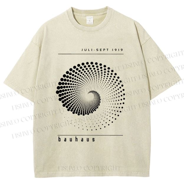 Unisex Bauhaus Rotating Circle Printed Washed Tee