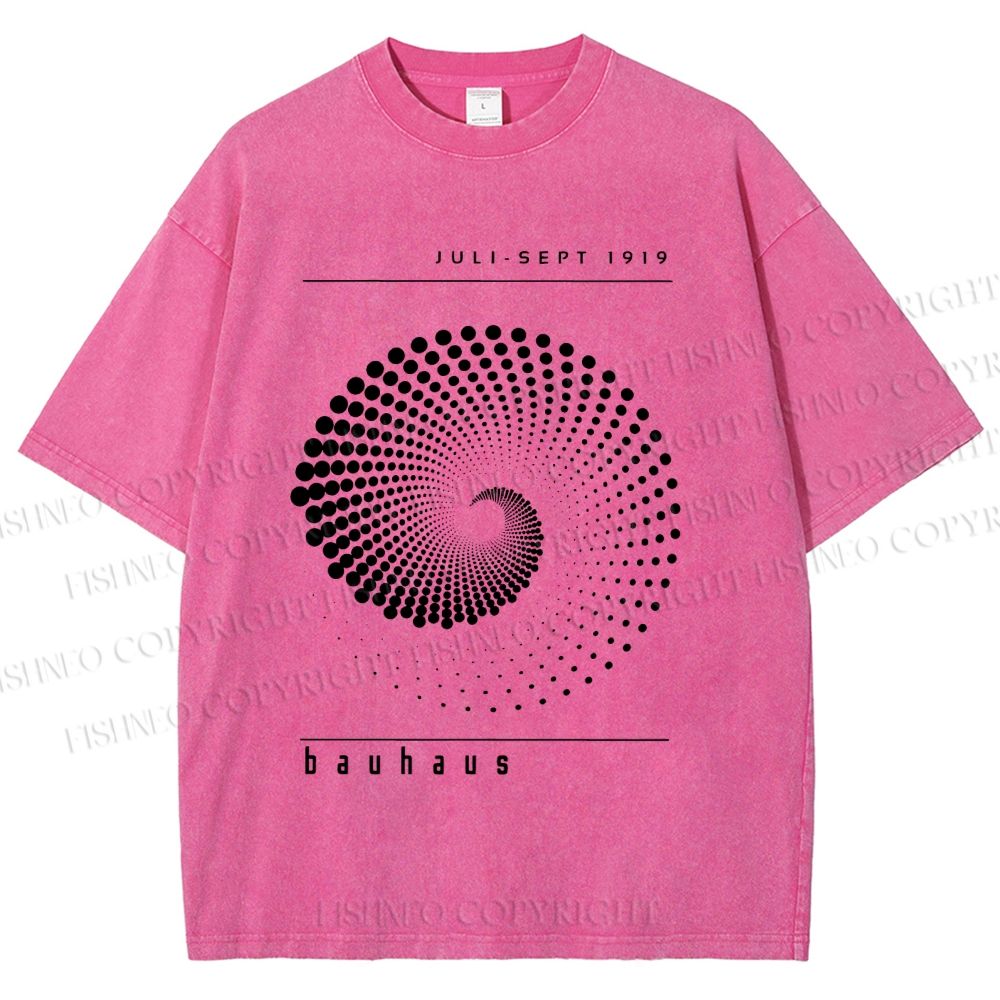 Unisex Bauhaus Rotating Circle Printed Washed Tee