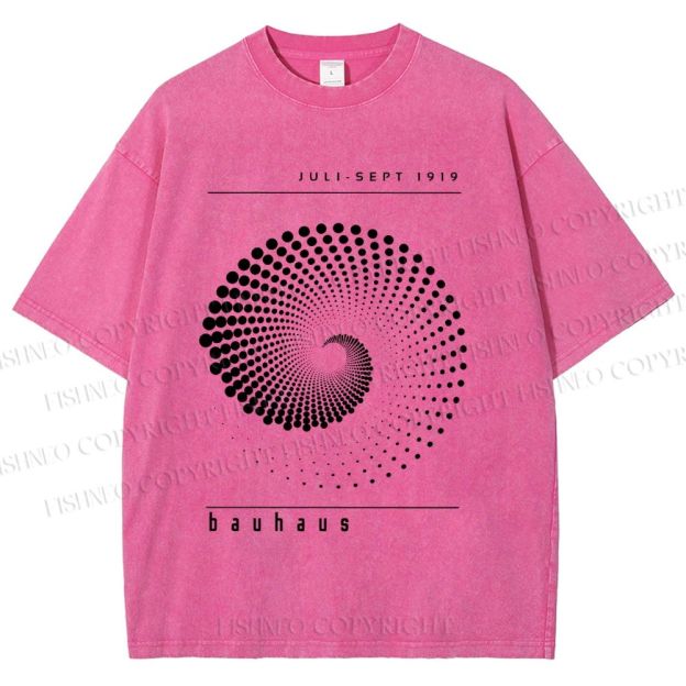 Unisex Bauhaus Rotating Circle Printed Washed Tee