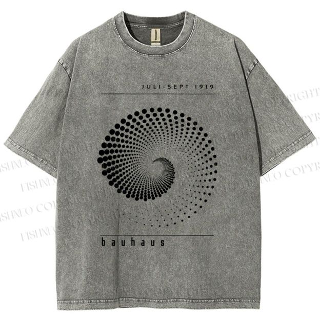 Unisex Bauhaus Rotating Circle Printed Washed Tee