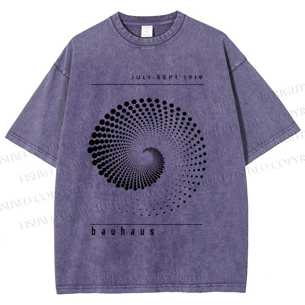 Unisex Bauhaus Rotating Circle Printed Washed Tee