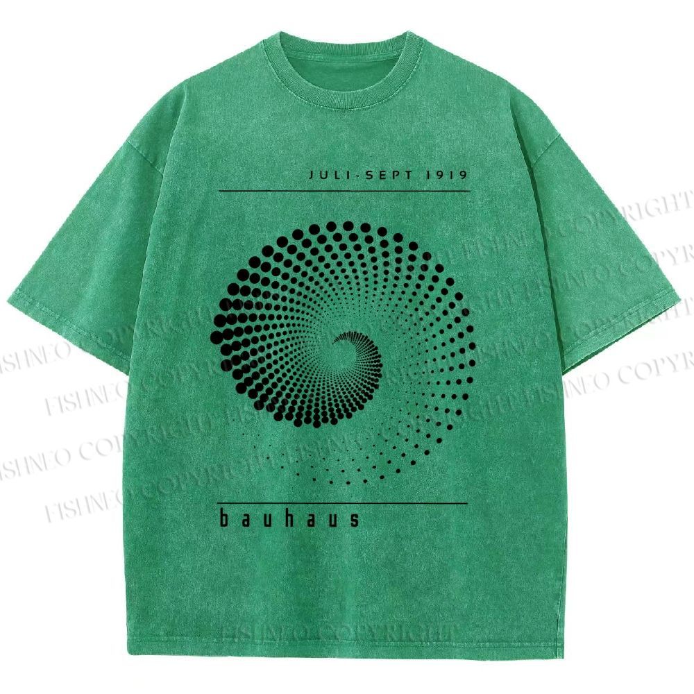 Unisex Bauhaus Rotating Circle Printed Washed Tee