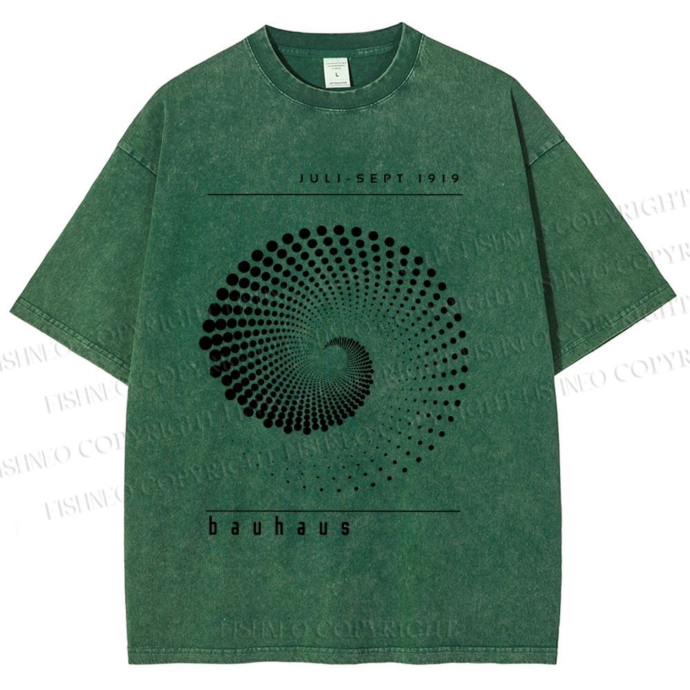 Unisex Bauhaus Rotating Circle Printed Washed Tee