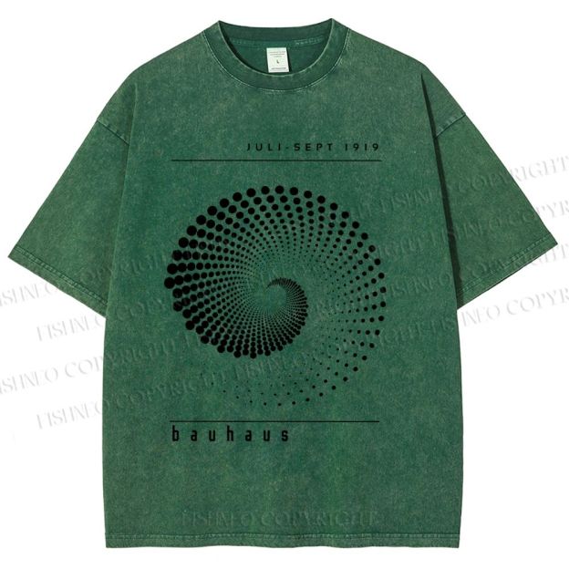 Unisex Bauhaus Rotating Circle Printed Washed Tee