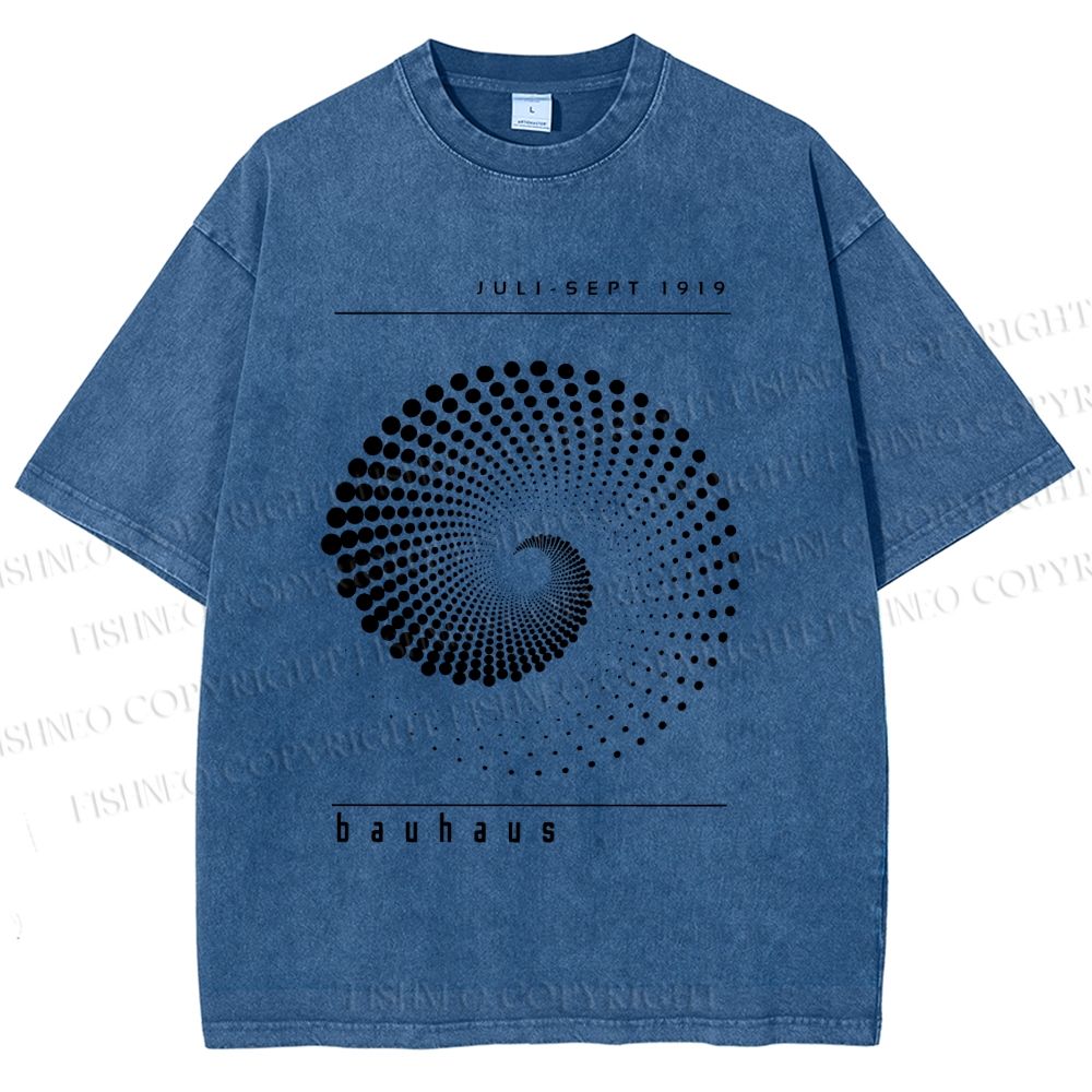 Unisex Bauhaus Rotating Circle Printed Washed Tee