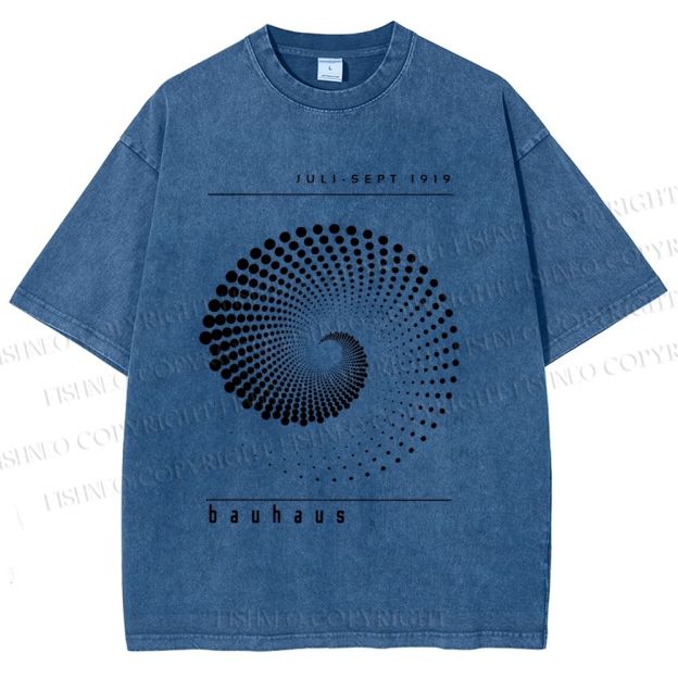 Unisex Bauhaus Rotating Circle Printed Washed Tee