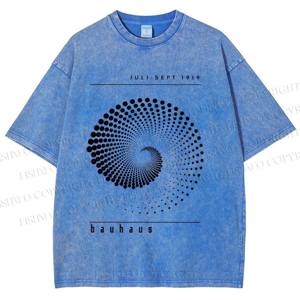 Unisex Bauhaus Rotating Circle Printed Washed Tee