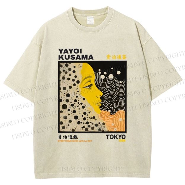 Unisex Yayoi Kusama Girl Printed Washed Tee