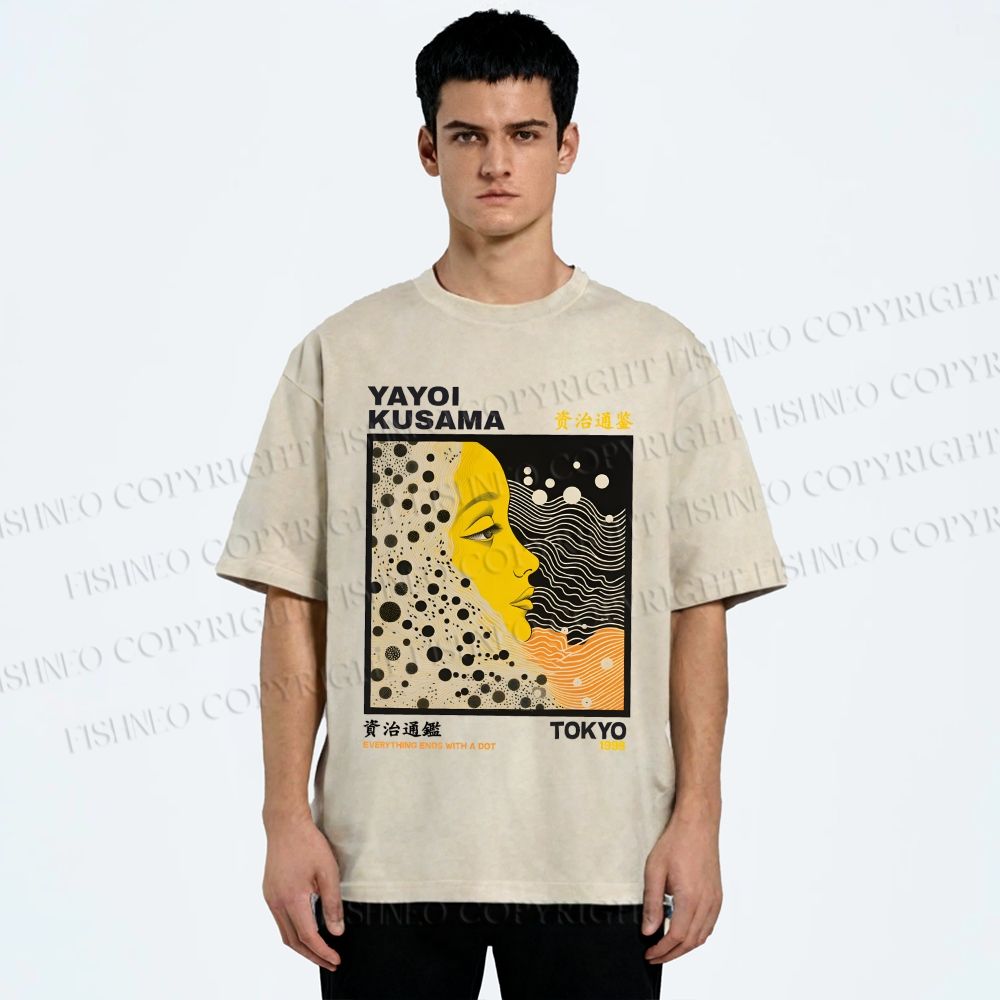 Unisex Yayoi Kusama Girl Printed Washed Tee