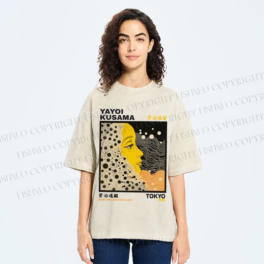 Unisex Yayoi Kusama Girl Printed Washed Tee
