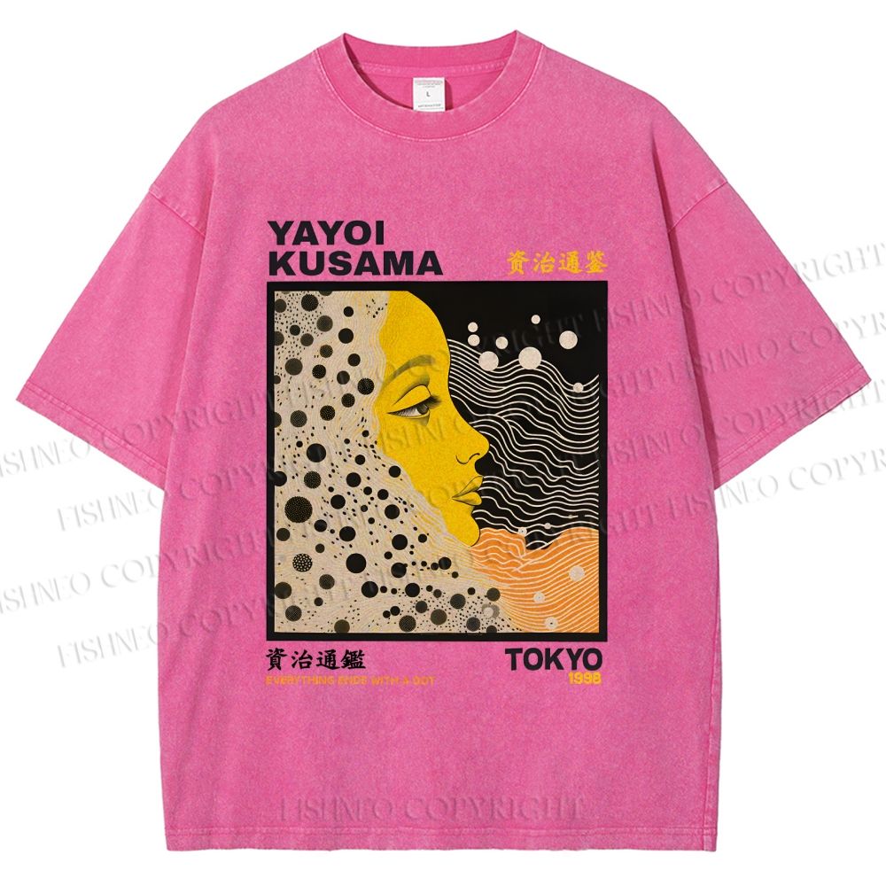 Unisex Yayoi Kusama Girl Printed Washed Tee