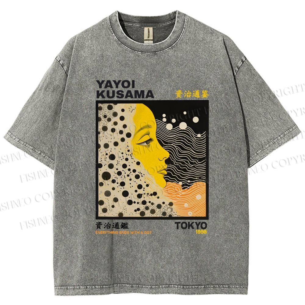 Unisex Yayoi Kusama Girl Printed Washed Tee